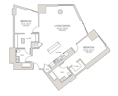 Floor plan Two Bedroom Premium - L
