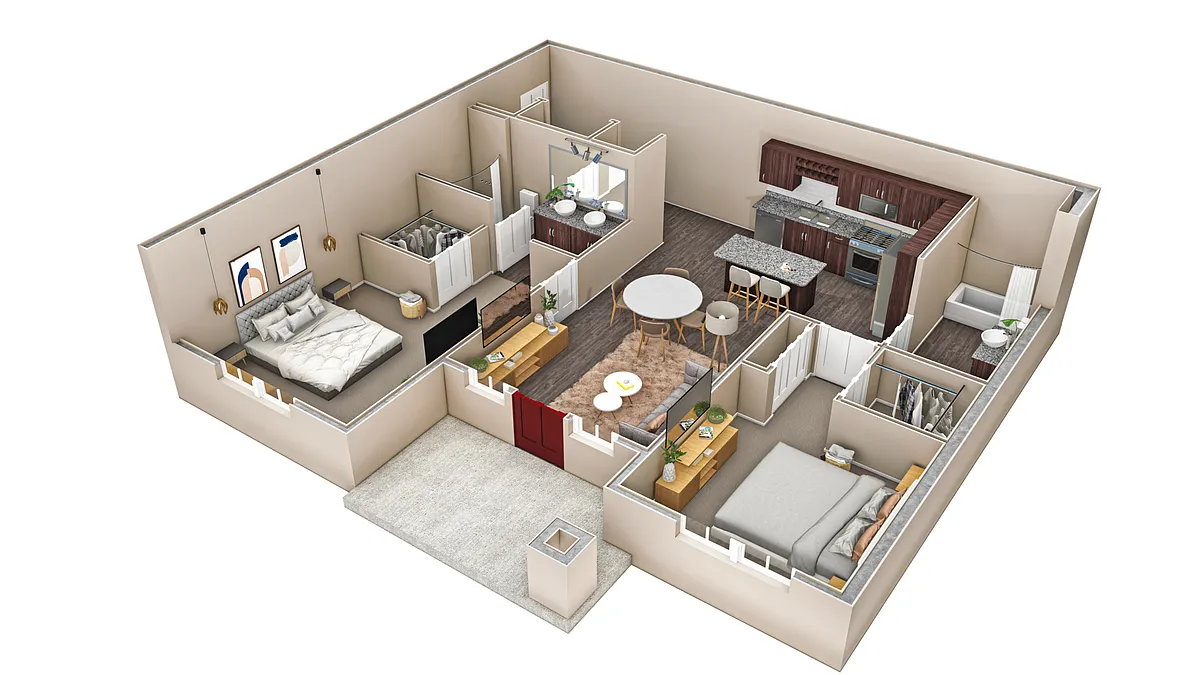 Floor plan 2 BR Haven Courtyard
