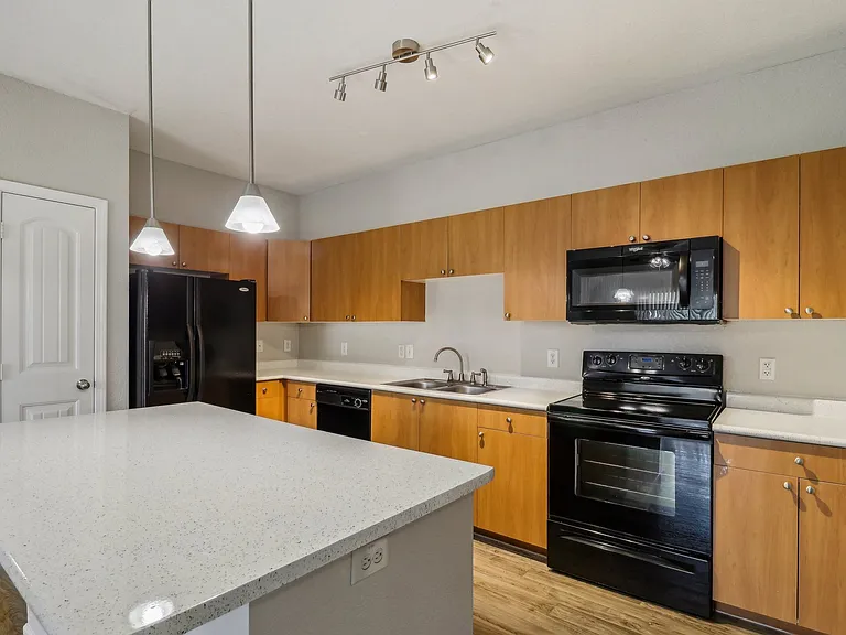 Kitchen | Backsplash | Stainless Steel Appliances at Mission Hills Apartments, Texas, 78258