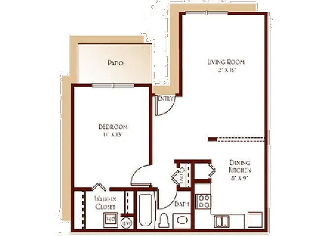 Floor plan 1 Bed 1 Bath