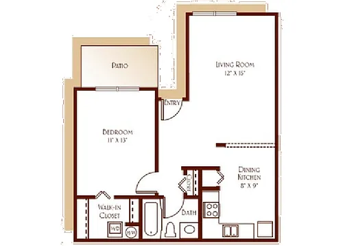 Floor plan 1 Bed 1 Bath