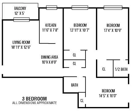 Floor plan 3 Bed 1.5 Bath