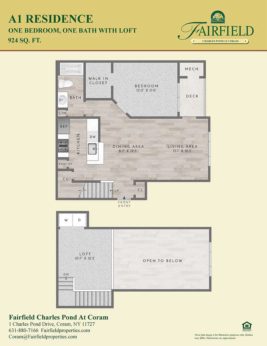 Floor plan A1L Residence 1BR Plus Loft - Twain