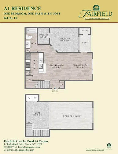 Floor plan A1L Residence 1BR Plus Loft - Twain