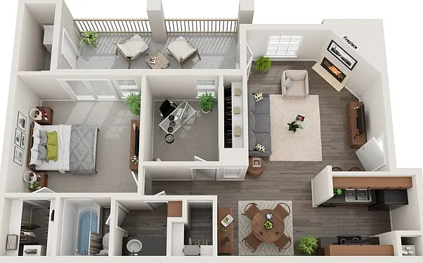 Two Bedroom, One Bathroom, Study, 819 sqft, Full-Sized Washer/Dryer Connections, Patio/Balcony, Walk-in Closet, Fireplace in Selected Units Two Bedroom, One Bathroom, Study, 819 sqft, Full-Sized Washer/Dryer Connections, Patio/Balcony, Walk-in Closet, Fir