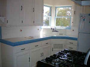 Original kitchen design with window view to mountains