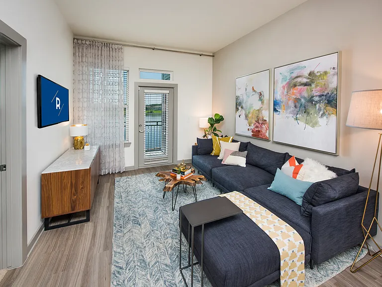 Living room with wood-designed flooring