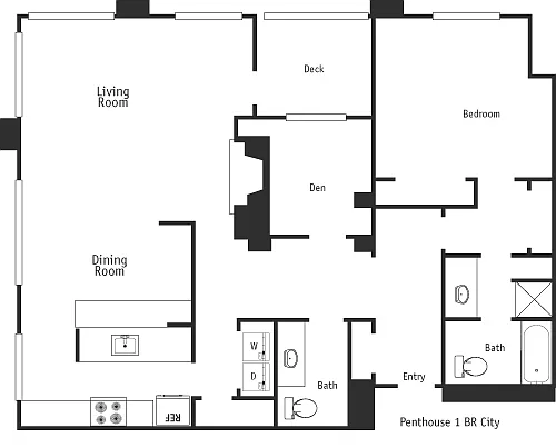 Floor plan 1 Bed Penthouse City