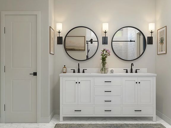 Primary bath with dual sinks