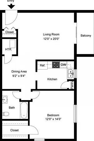 One bedroom floor plan One bedroom floor plan