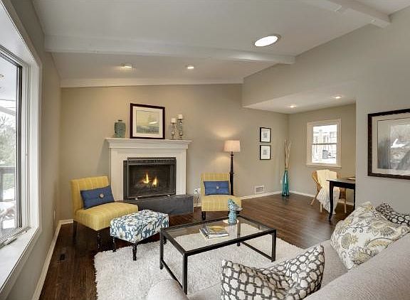 Cozy wood burning fireplace