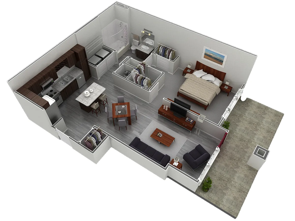 Floor plan 1 BR Designer Courtyard