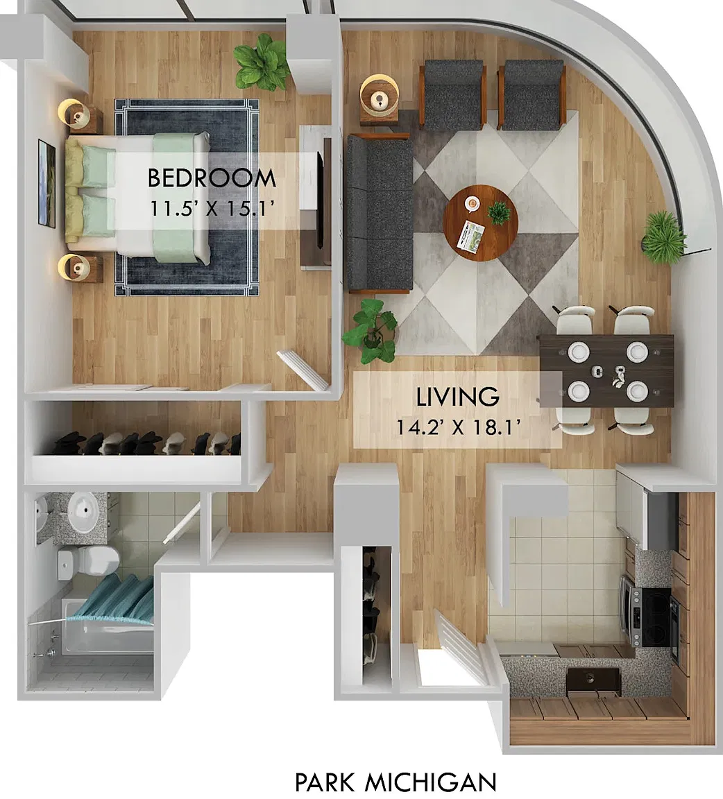 1 bed, 1.0 bath, 704 sqft, $2,384 — Photo 3