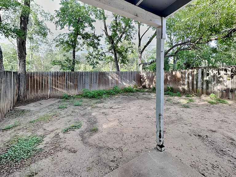 This serene backyard features