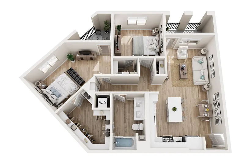 Floor plan 2 BD, 2BTH B3
