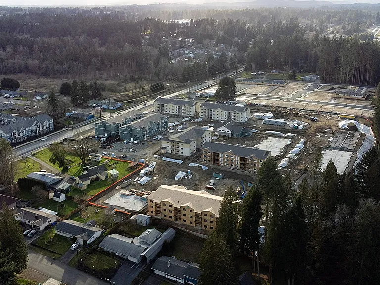 Momentum is building at The Elowen in Lacey, WA! New one-, two-, and three-bedroom apartment homes are rapidly taking shape on this classic overcast Pacific Northwest day.