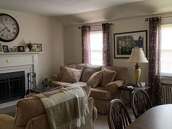 large living room with fireplace