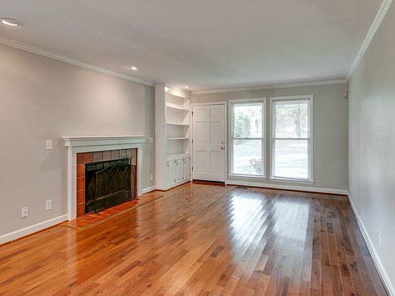 Living room with built in book case