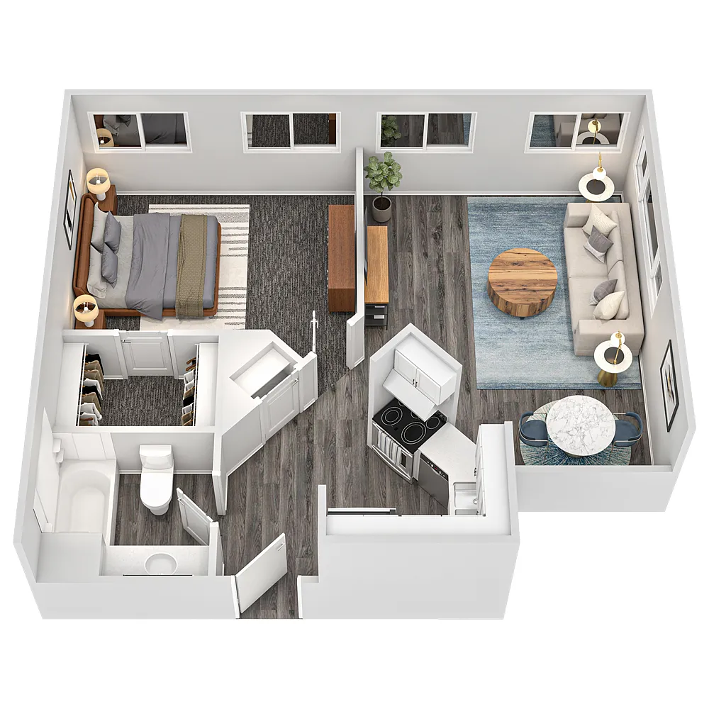Floor plan One Bedroom Corner