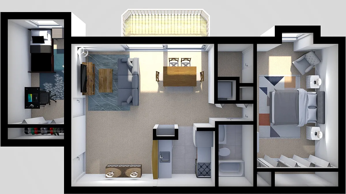 Floor plan 1 Bedroom and Den