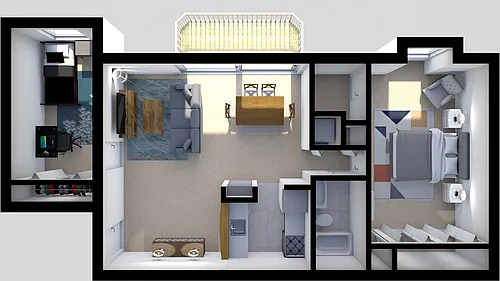 Floor plan 1 Bedroom and Den