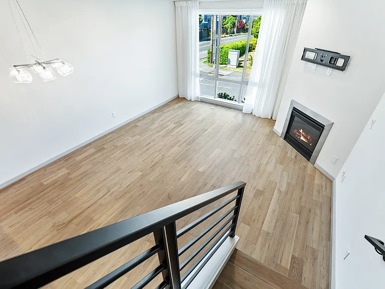 View looking down onto the living room.