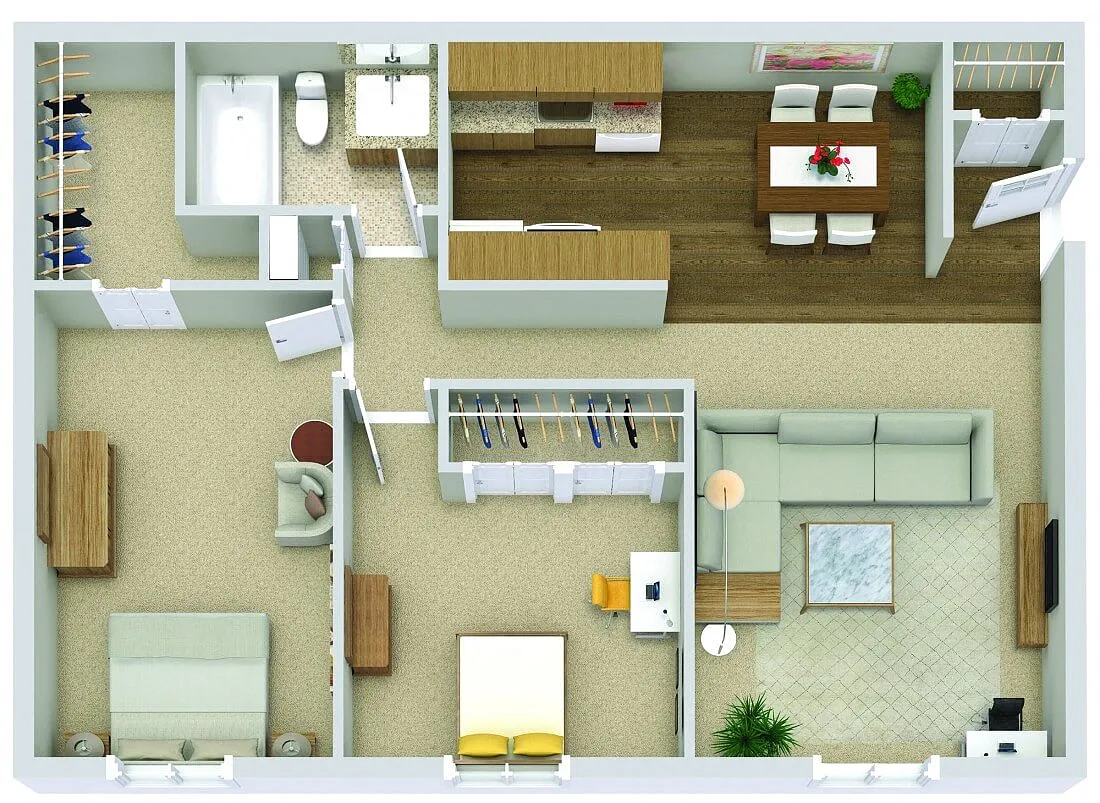 Floor plan The Birch (2BR / 1BA)