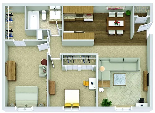 Floor plan The Birch (2BR / 1BA)
