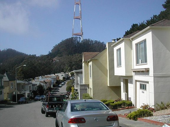 Street view looking toward Sutro Tower, North