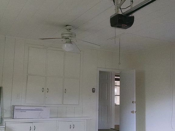 Garage with cabinets