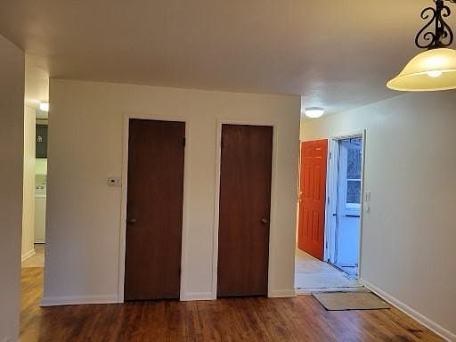 View from living room of entry and two entry closets...