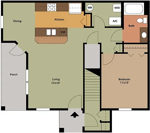 Floor plan One Bedroom Downstairs