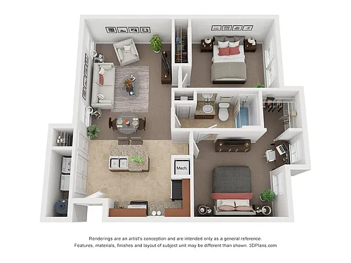 Floor plan Carriage Two Bedroom One Bath