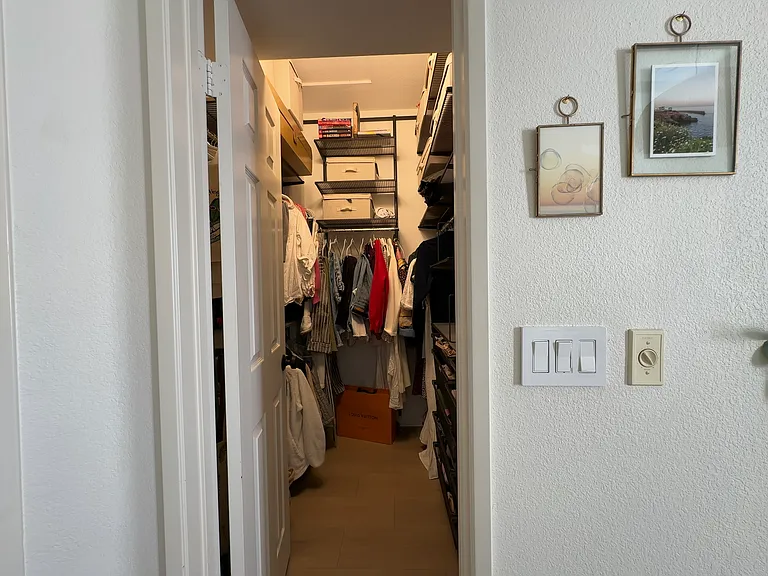 Walk-in closet in the master bedroom