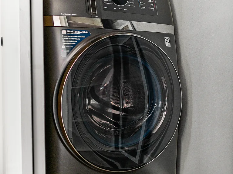 Convenient washer and dryer with free detergent for hassle-free laundry.