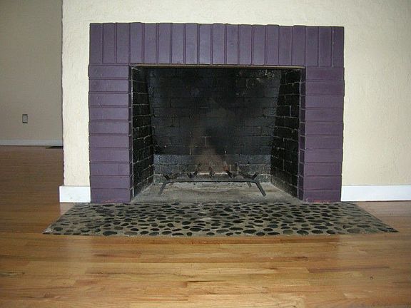 Cozy wood burning fireplace in living room