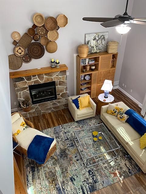 Looking down to Living Room from Bedroom Loft