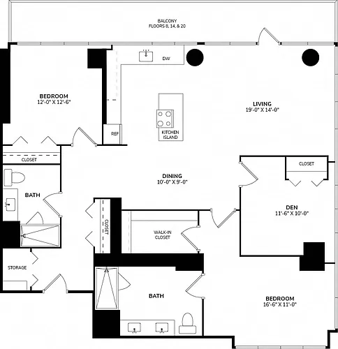 Floor plan Three Bedroom 03B