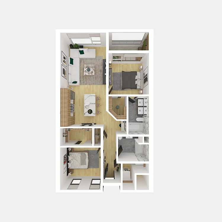 Floor plan 2 Bedroom 2 Bathroom A-F