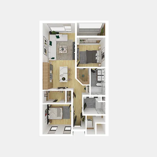 Floor plan 2 Bedroom 2 Bathroom A-F