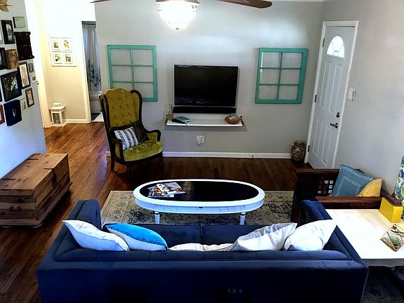 Open concept renovation: View of living room from dining space