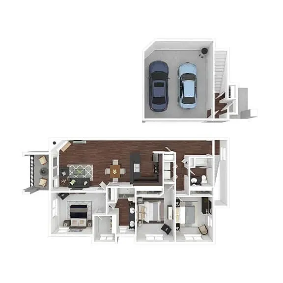 Floor plan 3 Bed 2 Bath F