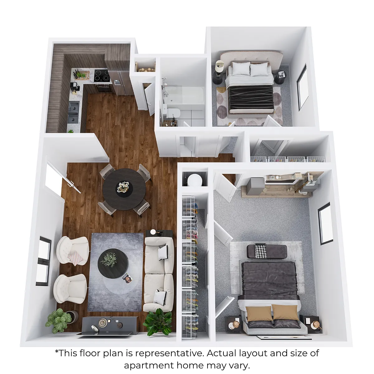 Floor plan 2 bedroom, 1 bathroom