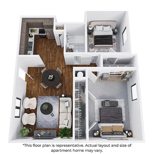 Floor plan 2 bedroom, 1 bathroom