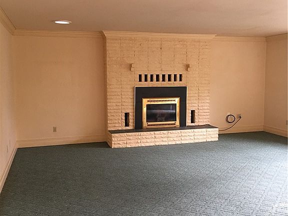 Propane fireplace in living room.