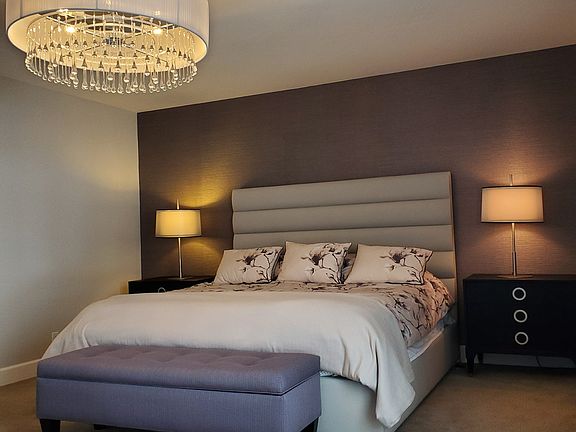 Master bath with chandelier