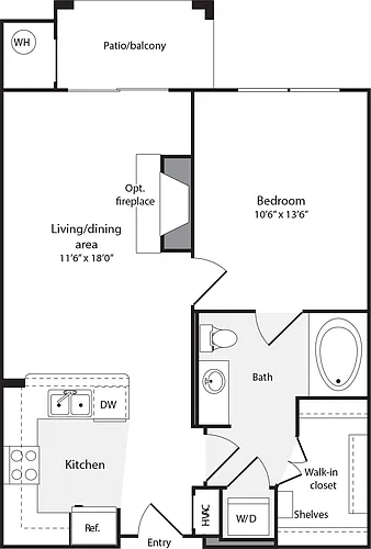 Floor plan 1 Bedroom B