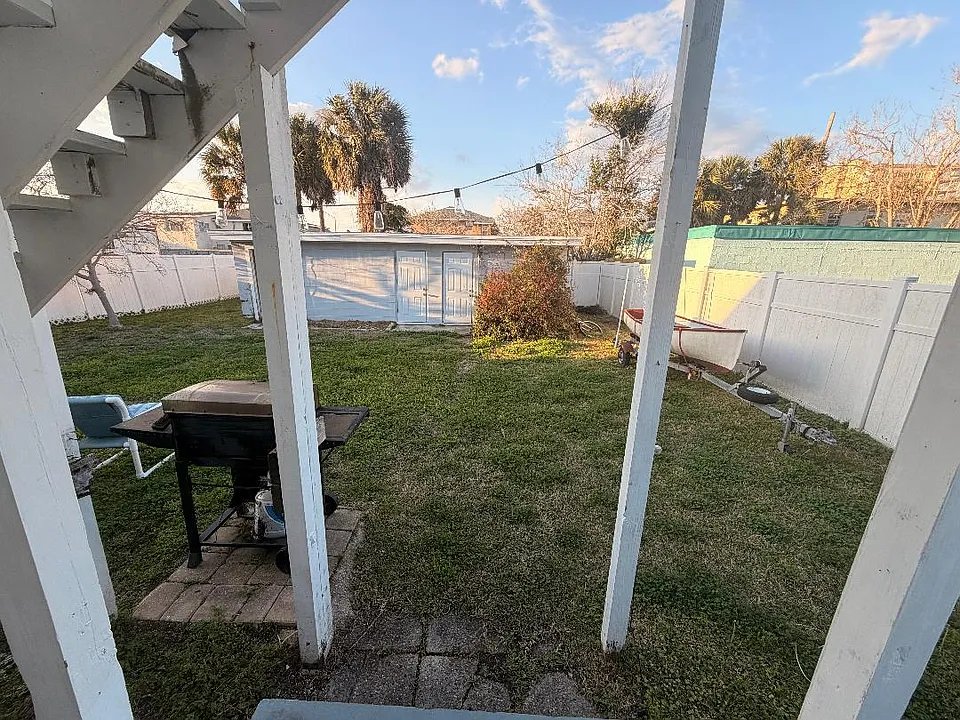 Backyard view from kitchen door