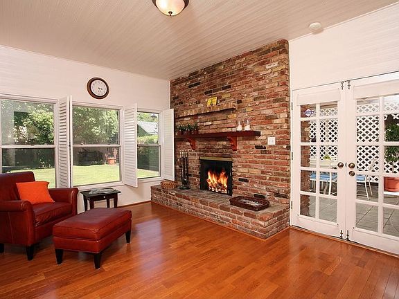 Step Down Family Room with French Doors to Patio