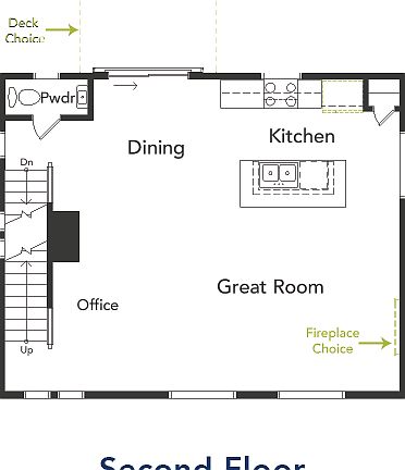 A View of the 2nd floor kitchen, dining and great room